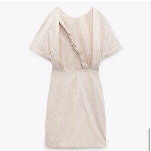 Zara limited edition linen blend braided back design mini dress